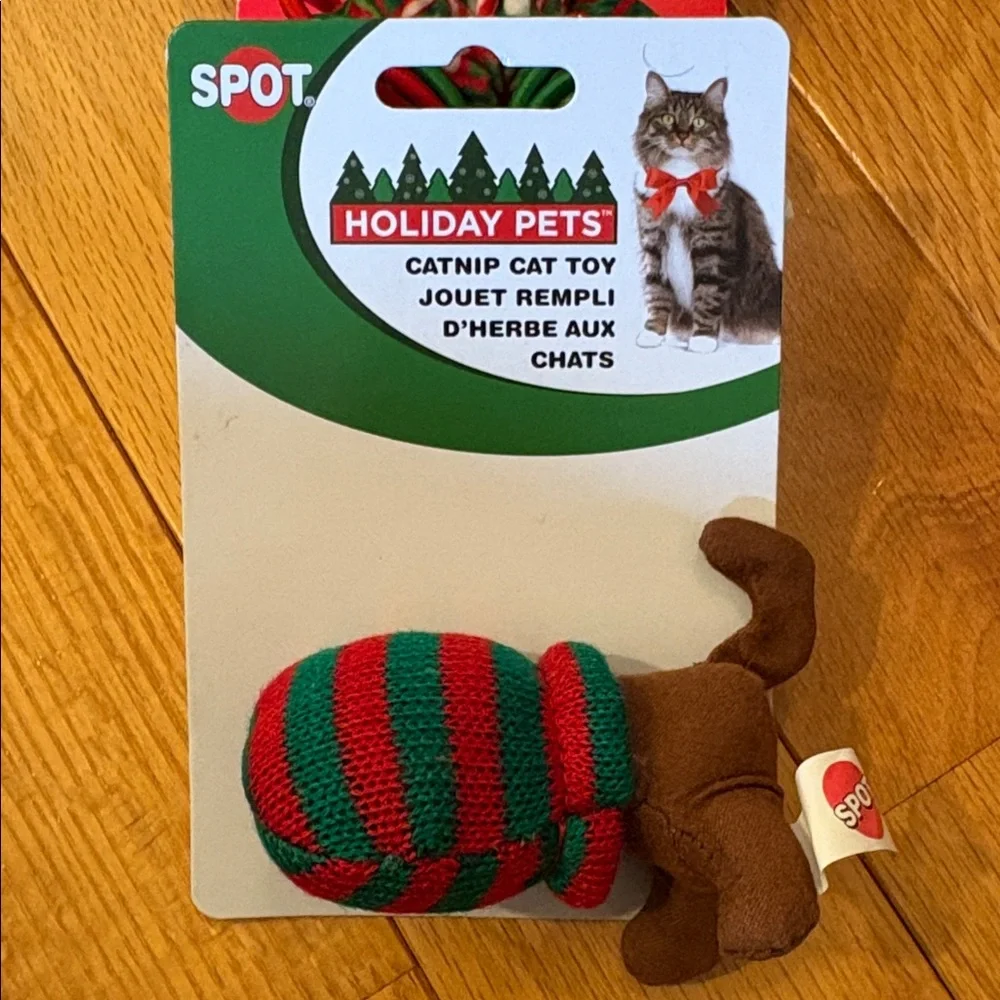 Kong Festive Christmas Cat Toy Collection - Red, Green. Spot Kitty in bag